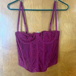 Lace Bustier Top in Burgundy